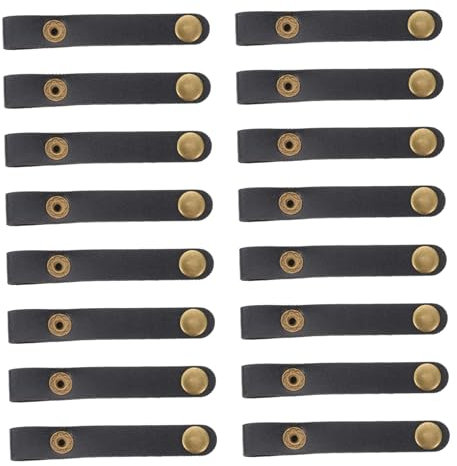 BELLIFFY 24pcs Leather Cable Holder Cable Organizer for Data and Earphones for Under Desk Management