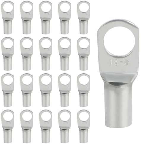20 Ringkabelschuhe SC16-8, Verzinntes Kupfer, 16mm² M8 | Hohe Leitfähigkeit für Batterien | Wechselrichter, Motorräder, Autos und Elektroinstallationen