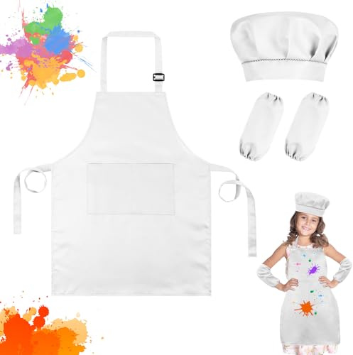 Ainiv Grembiule da Pittura, Grembiulino Impermeabile Scuola Maniche Lunghe con Tasche, Grembiule Pittura per Dipingere Scuola Cucina Casa
