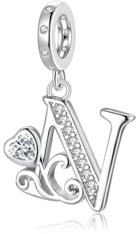 Letter Charms für Pandora Armbänder Silber Alphabet Initiale Charms N Bead Anhänger Schmuck Geschenk für Frauen Mädchen