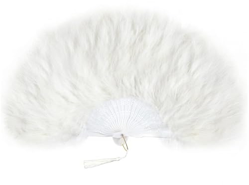 Coucoland Abanico Plegable de Plumas de marabú de los años 20, abanicos de Mano para Fiesta de Gatsby Vintage de los años 20