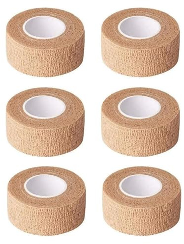 6 Pcs Wide Skin Color Plaster Tape, Elastic Self-Adhesive Bandage Finger Tape, Medical Tape, First Aid Tape, for Wrist and Ankle Sprains & Swelling