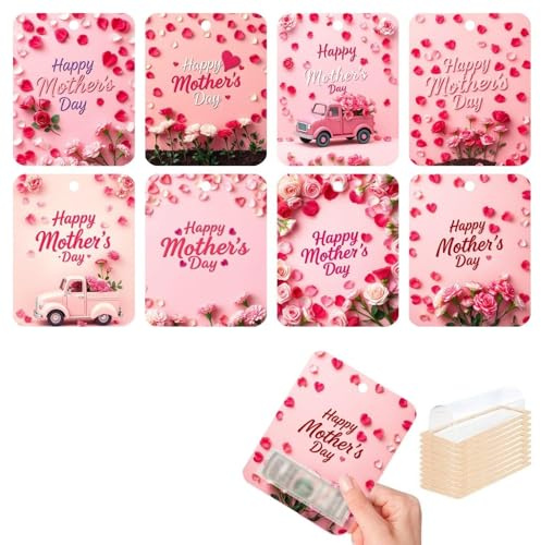 VyL308 Lot de 8 clips décoratifs pour la fête des mères avec couverture en plastique pour la fête des pères (billets non inclus) A VyL308 (13 x 10 cm)