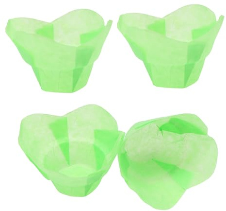 Warmhm Pirottini Resistenti al Calore e Antiolio in Carta a Forma di Loto Verde Confezione da 100 Pezzi per Muffin per Feste di Compleanno e Dessert