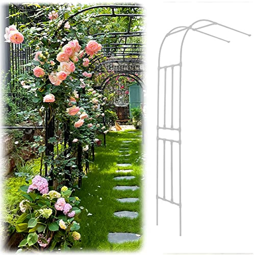 Demi arche de jardin murale en métal pour plantes grimpantes, treillage extérieur, pergola, arc décoratif pour terrasse et pelouse (blanc 60 x 240 x 40 cm)