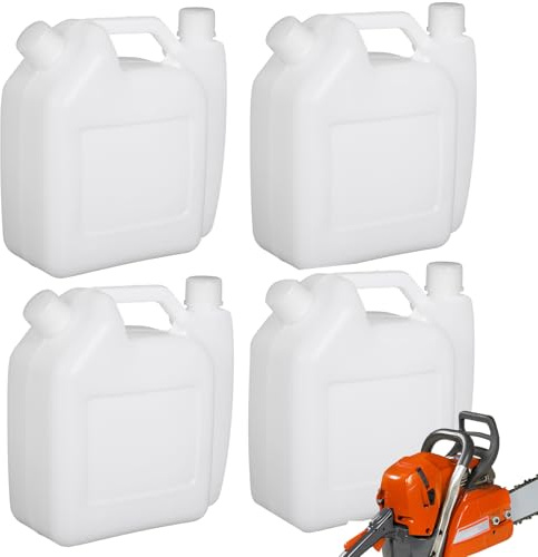 4Pc 1.5L Double Mouth Fuels Mixing Container, Double Spout Petrol Oil Mixing Bottle, 2 Port Mix Bottle, Portable Fuels Mix Pot, Ratio MixPot for Chain Saw Brush Cutter Trimmer
