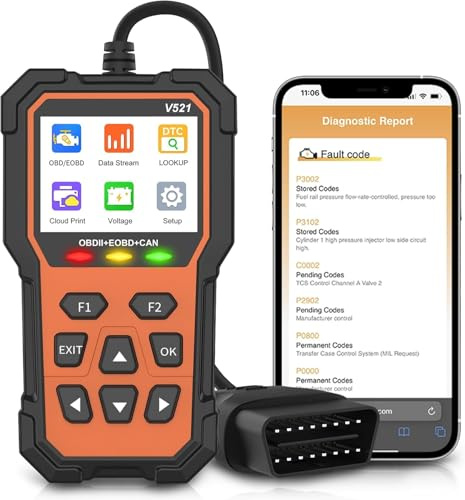 V521 OBD2 Diagnosi per Auto Professionale Lettore Cancellazione Codici Errore Spia Motore Ricerca DTC, Dati in Tempo Reale Strumento Diagnostico OBDII/EOBD per Veicoli Rispettano i Protocolli OBD2