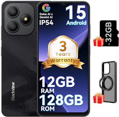 Blackview WAVE 9C Smart Android Phone,4G Sim-Free & Unlocked Mobile Phones, 12GB+128GB/2TB, Android 15 Phone 13MP+8MP AI Camera, 5000mAh/10W, Fingerprint/Eye Comfort Mode, 5G WiFi/GPS/OTG Smartphone