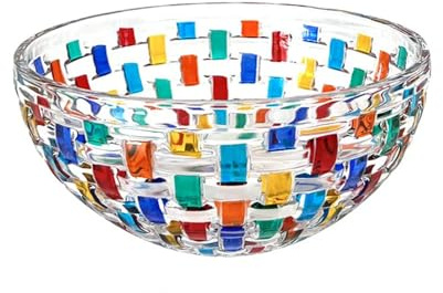 Puremagics - Ensaladera grande pintada a mano en cristal de colores, diámetro 20,3 cm. Tazón decorativo de vidrio para casa, oficina, decoración de bodas, frutas, aperitivos, postres, servir.