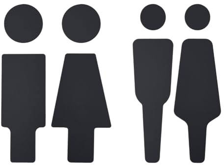 arricraft 2 Sets Acrylic Adhesive Backed Bathroom Sign, 2 Styles Men's and Women's Bathroom Sign Figure Set Stickers Restroom Signs Public Toilet Signs for Business Wall Door (Black)