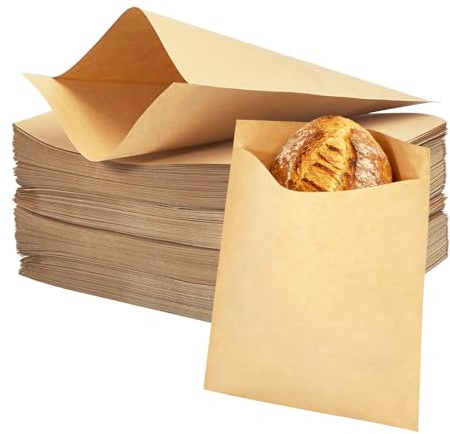 Pesilo 800 Pack Wax Paper Sandwich Bags 8x6 inches, Greaseproof Kraft Paper Bags Breakfast Paper Cookie Bags, Wax Paper Bags for Bakery Food Snack Dessert Pastry Candies
