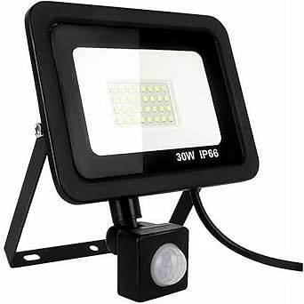 WCT 20W Outdoor LED Floodlight, Adjustable PIR Motion Detector, IP66 Waterproof Weatherproof, 6000K Cool White 1500LM, AC220V Europe, Aluminium, Ideal for Garden/Garage/Porch (Black)