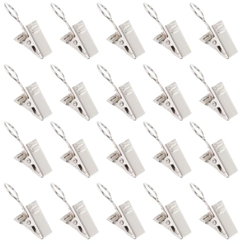 MUSISALY 100pcs Iron Curtain Clips with Rings Small Nickel-Plated Metal Curtain Clamps for Hanging Drapes and Shower Home Window Treatment Hardware