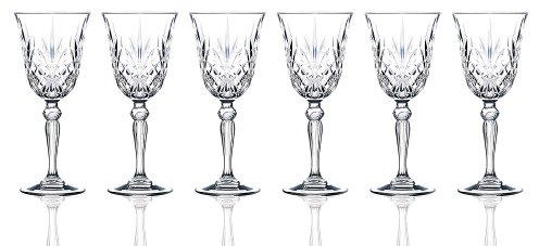 Lorenzo Lorren Home Trends RCR Crystal Collection - Juego de vasos de agua - Melodia, 6 unidades (paquete de 1), copa de vino tinto, 7.5 onzas líquidas