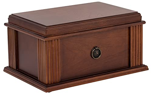 Quality Importers Amalfi, Holds 50-75 Cigars. Spanish Cedar Lined, SureSeal Technology Style Humidor, Maple Veneer with French Antique Distressed Walnut Finish