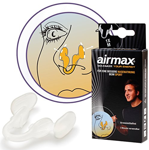 AIRMAX® Sport Nasenspreizer - Nasendilatator für eine bessere Nasenatmung beim Sport - spreizt die Nasenflügel - mit Aufbewahrungsdose (Größe M)