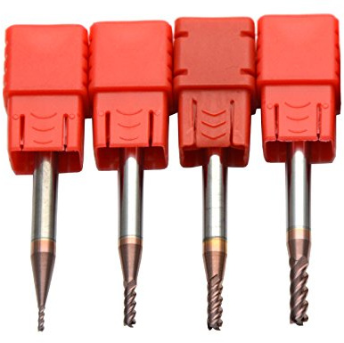 Wokesi 1 1.5 2 3mm Blade Diameter,Pack of 4,4 Flute,HRC60,Solid Tungsten Steel,Square Nose Flat End Mill,CNC Router Bits Cutting Milling Tools (1mm+1.5mm+2mm+3mm HRC60)