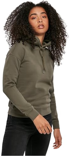 URBAN CLASSICS Felpa con Cappuccio Donna Invernale, Pullover Caldo Manica Lunga, Maglione Pesante per Ragazza, Colore olive, Taglia L