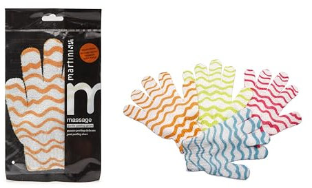 martini SPA - Massage Color - Guanto esfoliante corpo in filato sintetico, nylon, forma 5 dita, TAGLIA UNICA, colore casuale (verde/azzurro/rosa/arancione), 15g, 1 unità