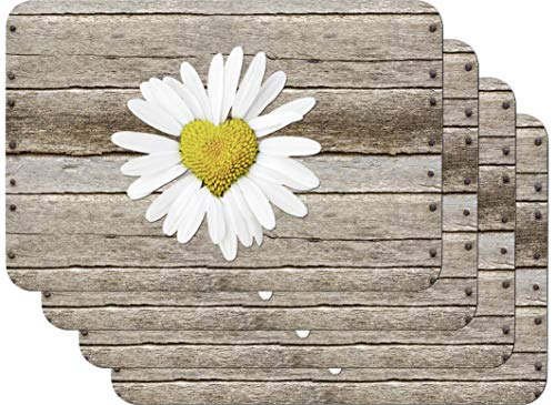 Vénilia Tischset Margerite, 45 x 30 cm, 4 Stück, Platzset für Esszimmer, Esstischmatten, Telleruntersetzer, Platzdeckchen, abwischbar, lebensmittelecht, 59104