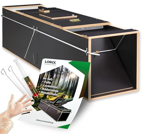 Katzenfalle Lebendfalle 100 x 25 x 27 cm Holz Marderfalle mit Lockmittel Tierfalle Lockstoff Kastenfalle Braun