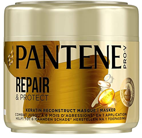 Pantene pro-v, masque repair & protect, à la kératine, pour cheveux fragiles et abîmés, aide à combattre les signes des agressions en 1 seule application -300 ml (L'emballage de l'article peut varier)