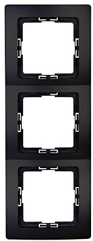 Kopp PARIS 3-fach Abdeckrahmen in Matt-Schwarz - 8,3 x 22,5 cm - Rahmen für Steckdosen & Schalter - Stilvoller Steckdosenrahmen aus Kunststoff - Hochwertiger Lichtschalter-Rahmen
