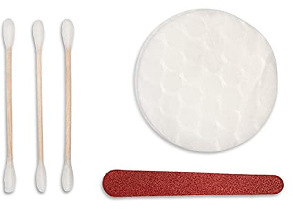 MAQA 100 pz Set Vanity in cartoncino, 2 dischetti cotone, 3 asticelle con cotone e 1 lima di cartone Linea cortesia Hotel