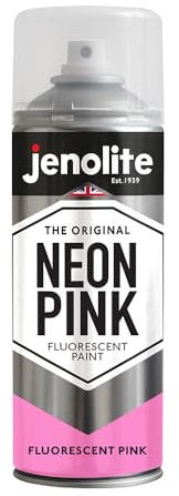 JENOLITE Vernice spray fluorescente | Rosa fluo | 400 ml | Vernice spray al neon ad alta visibilità di qualità superiore | Vernice multi-superficie ad alta visibilità ideale per il tempo libero, le