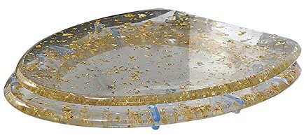 FUZHAOD Transparente Abattants WC, Siège De Toilette en Résine à Dégagement Rapide Spécial en Forme De V Rapide à Un Bouton, Adapté à La Salle De Bain Familiale(Color:ré)