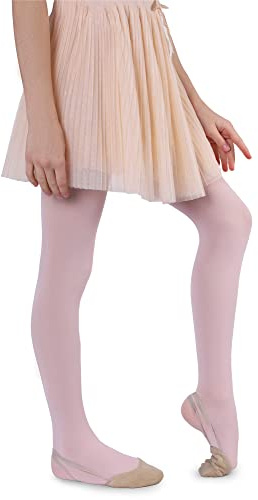 NOQ Flicka velour strumpbyxor 50 DEN ogenomskinliga dam osynlig tå dans gymnastik skola Isadora, rosa, 104/116 cm