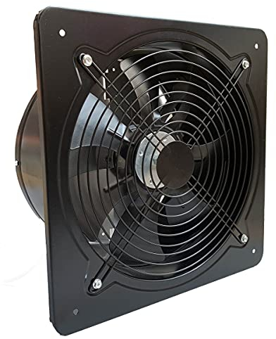 Ventilador axial de 250 mm Extractor de Aire Ventiladores Axial, 1850 m³/h, ventilador de metal industrial, para cocina y baño, para techo y pared, tablero 300x300 mm, 100 W
