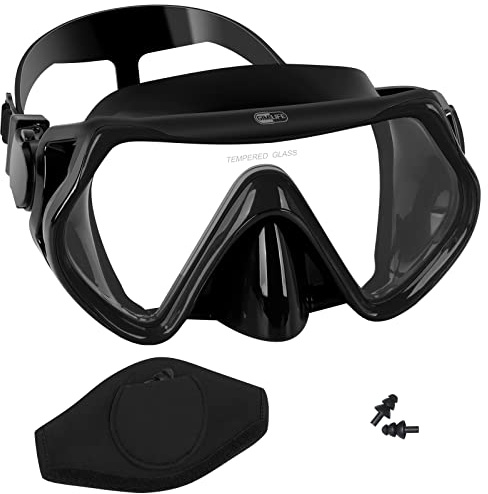 Máscara de buceo para adultos, máscara de buceo Gimilife Gafas de buceo, gafas antivaho con cubierta de nariz, falda de silicona, vidrio templado