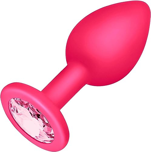 BONDAGERIE® Plug anale rosa in silicone medico, sextoys buttplug 100% sicuro con diamante rosa, sacchetto incluso, Taglia Taglia: S