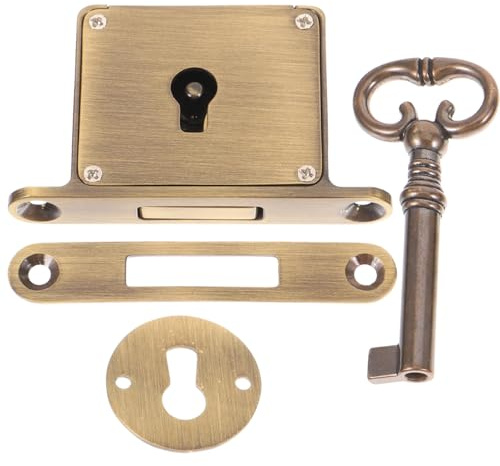 Angoily 1set Retro Drawer Lock Brass Cabinet Lock with Key Vintage for Desk Drawer File Cabinet and Furniture with Key for Added Security
