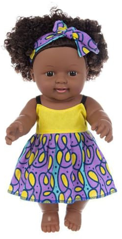 URFEDA Reborn svart afrikansk docka med hår, 30,5 cm, afrikansk docka för barn, realistisk silikon, mjuk, nyfödd, flicka, svart hud, babydocka, leksak