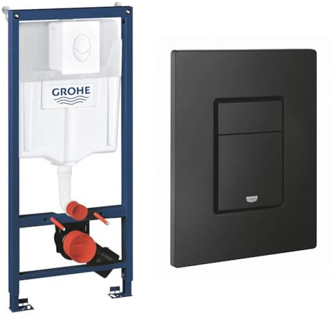 GROHE Set pour WC suspendu bâti-support 1,13 M, supports muraux avec plaque & Plaque de commande double boutons WC pour toilette suspendu, double boutons WC interrompables, pour soupage