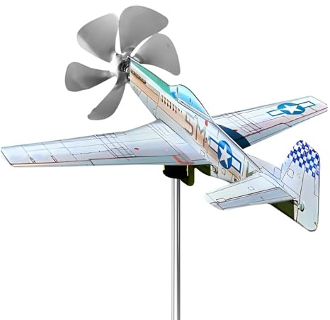 Windmühle aus Metall, Windspiel aus Metall,Flugzeugwindmühle drehen, windbetrieben - Regenfester Flugzeug-Windfänger, wetterfeste Flugzeug-Windskulptur für den Außenbereich
