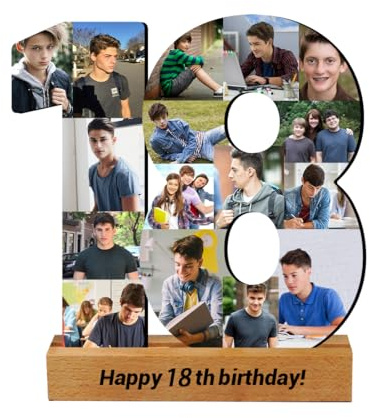 Jumping Birthstone Cadre De Collage De Photos Personnalisé Numéro 1-99 Pour 18E Anniversaire, Cadre De Collage D'Images Numéroté Personnalisé, Cadeau Pour 50E, 60E, 70E, 80E Anniversaire