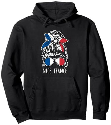 Nice France Haarknoten, Bandana, Sonnenbrille, Design Pullover Hoodie