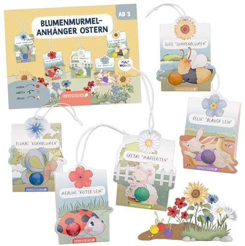 Papierdrachen Blumenkugel-Anhänger Osterhasenwelt – mit 5 Blumenkugeln und Anhängern – nachhaltige Osterdeko – Geschenkidee – bienenfreundlich – DIY-Pflanzset