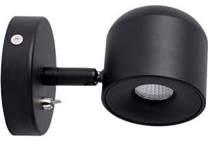 Aisilan LED Wandlampe Innen mit Schalter, Schwenkbar 350°/90° Wandleuchte aus Aluminium in Schwarz, 3000K Warmweiß 7W Wandstrahler Modern für Schlafzimmer Wohnzimmer Flur, COB LED CRI97 Ohne Flimmern