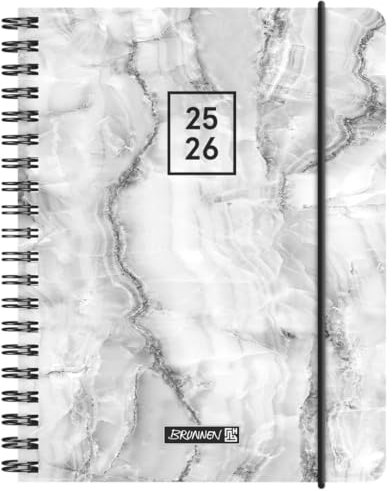 BRUNNEN Schülerkalender 2025/2026 „Grey Marble“ | A6, Kunststoff