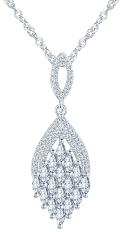 CONILOK Zirkonium blad halsband damer, kedja silver 925 med hänge, estetik glänsande Y-halsband för kvinnor brudar, brudtärnor, födelsedagar bröllop fantasi smycken för mamma fru flickvän, 925 silver