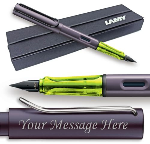 Lamy Al-Star Füllfederhalter, Farbe und Federbreite wählbar (Geschenkbox), Gravur erhältlich (kursiv 1,5 mm Feder, Aubergine)