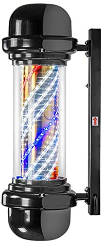 Poste de barbería, 57 cm, Giratorio, Iluminado, con Rayas de Colores, luz LED para letreros de Tienda, lámpara de Pared para peluquería, para Exteriores, Impermeable, Ahorra energía, Carcasa negr
