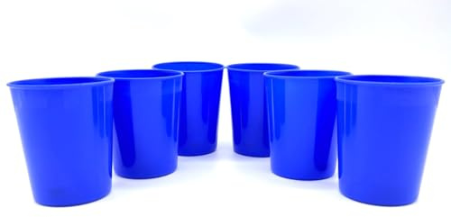 6 Stück Becher Trinkbecher 180 ml Stapelbecher Plastikbecher im Set, aus Kunststoff, Mehrweggeschirr, Farbe blau