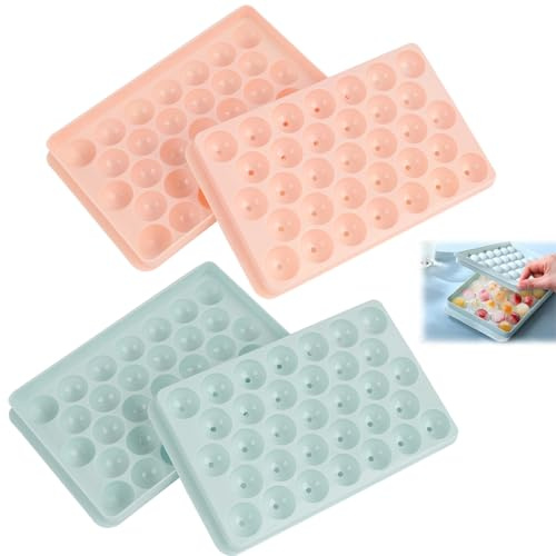 2 PCS Round Ice Cube Moulds with Lid - Ball Mould, Circle Silicone Round Ice Ball Maker for Whiskey, Cocktails & Soft Drinks - Easy Release & No-Spill Design, for Home and Bar Use