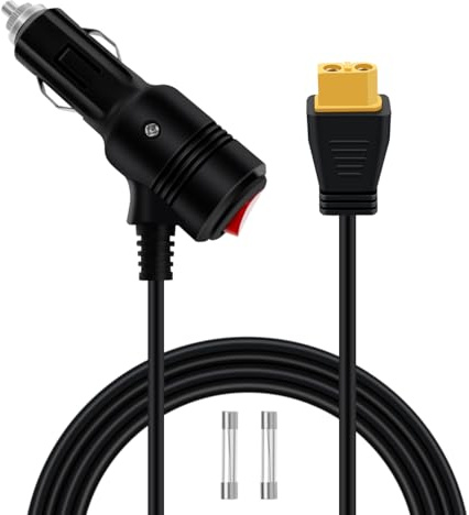 HuaLiSiJi Cable Mechero XT60 12V 24V 16AWG Conector XT60 con Cable y Conector Mechero con Interruptor y LED para Paneles Solares de Inversores Automotrices (1 m)