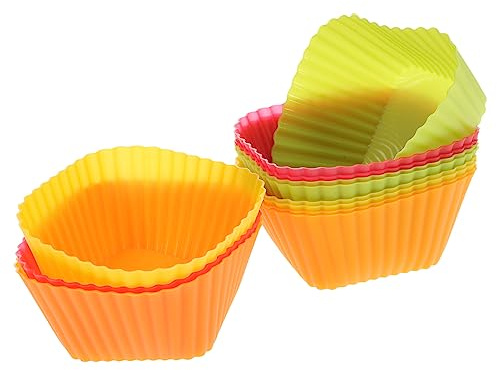 Mobestech Pirottini per Muffin in Silicone Riutilizzabili, 12 Pezzi | Resistenti al Forno, Facili da Pulire, Lavabili in Lavastoviglie, Formato per Cupcake e Muffin Colore Casuale